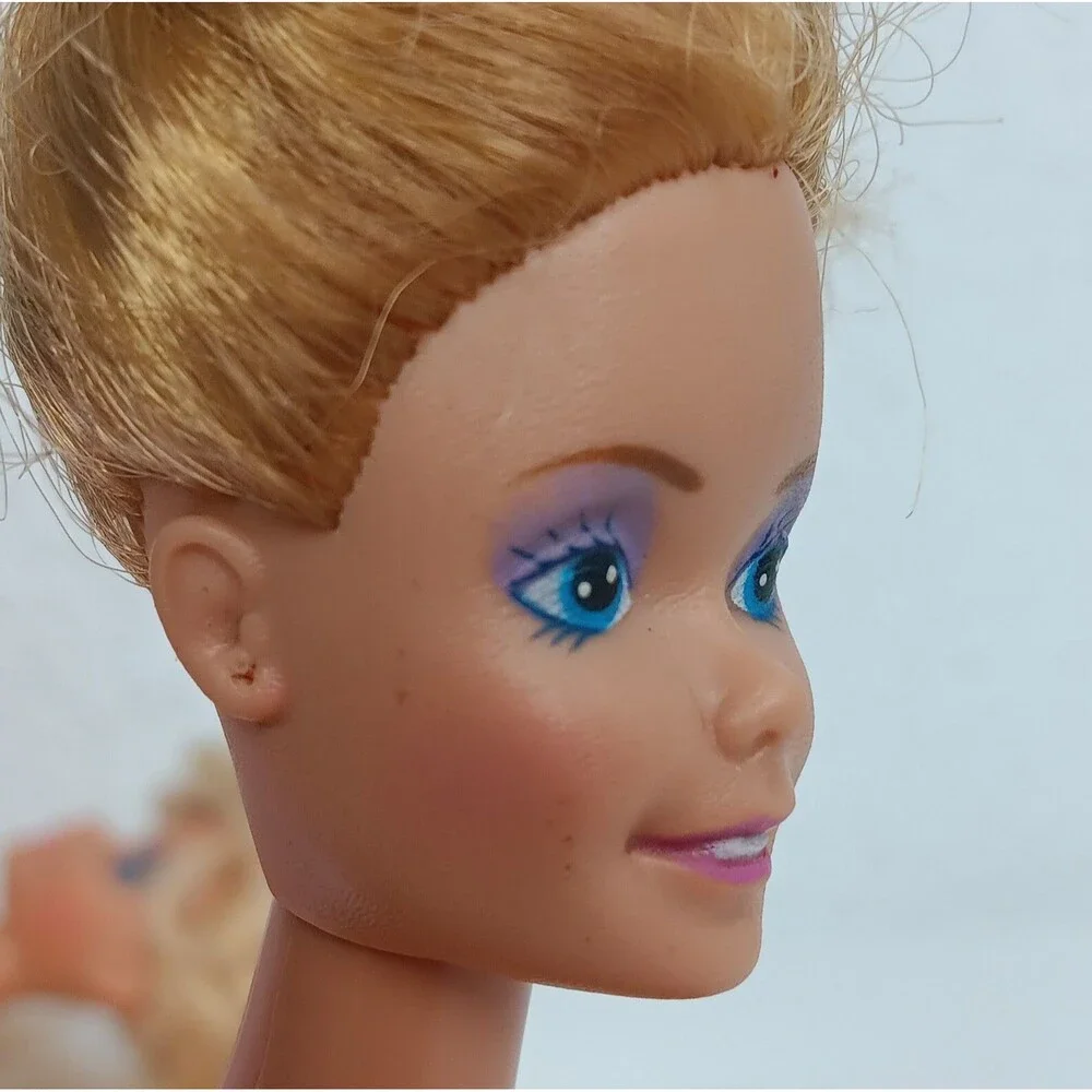 Barbie Super Hair 1986 Doll Super Star 80s Big Hair Blue Eyeshadow Pink Dress